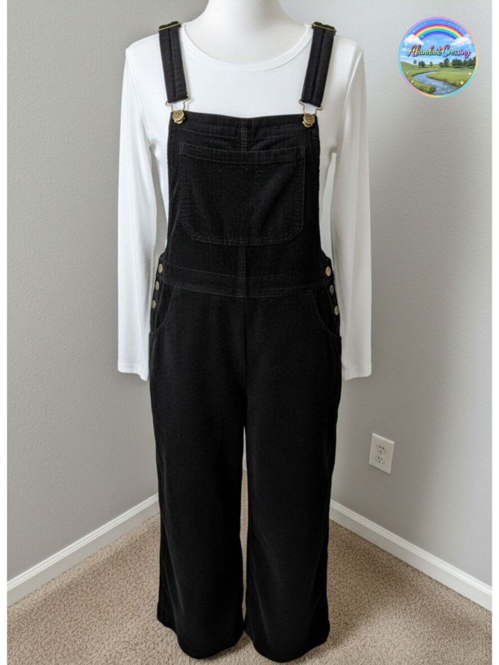 Corduroy Overalls Women Wide Leg Adjustable Strap Sleeveless Jumpsuit with